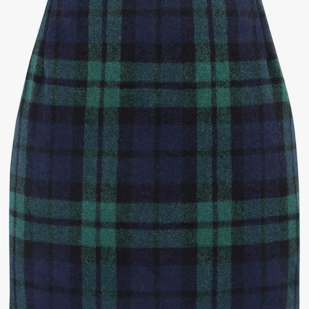 Dolls Kill Navy and Green Plaid Pencil Mini Skirt